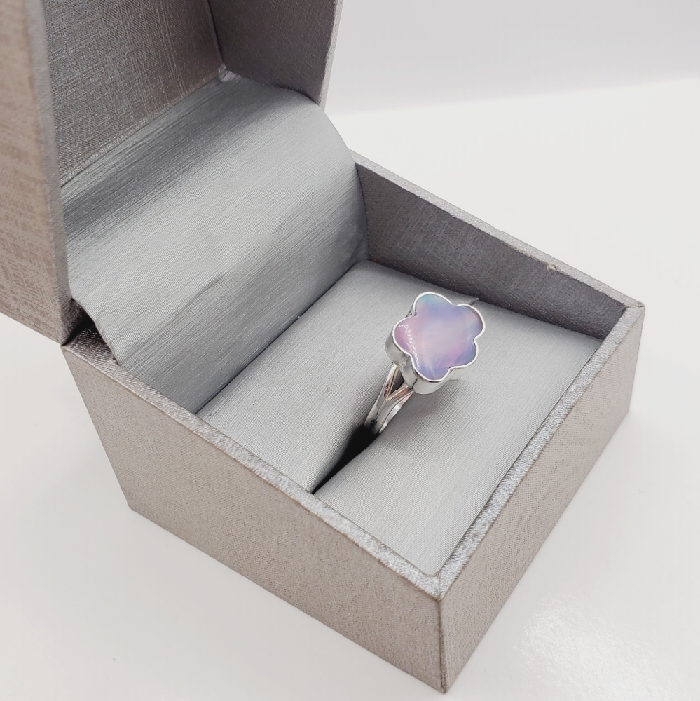 925 Sterling Silver Aurora Opal Cloud Ring – Iridescent Pastel Glow - Picture 10 of 11